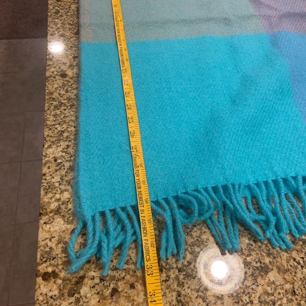 Gagalis Greece Vintage Wool Throw Pastel Plaid Fringed - Picture 9 of 10